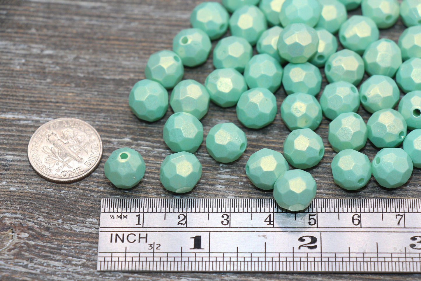 10mm Green Shimmer Faceted Beads, Green Acrylic Faceted Beads, Bubblegum Beads, Chunky Beads, Shimmer Beads, Gumball Beads #1789 - Yourdiysupply