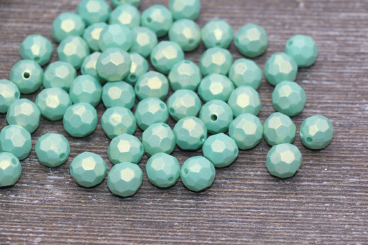 10mm Green Shimmer Faceted Beads, Green Acrylic Faceted Beads, Bubblegum Beads, Chunky Beads, Shimmer Beads, Gumball Beads #1789 - Yourdiysupply