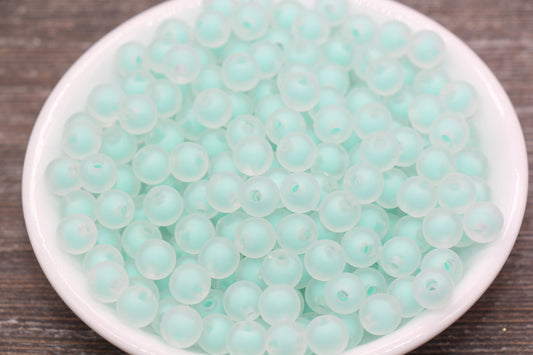 8mm Matte Mint Green Round Beads, Frosted Mint Acrylic Round Gumball Beads, Bubblegum Beads, Plastic Round Bead, Chunky Beads, #1798