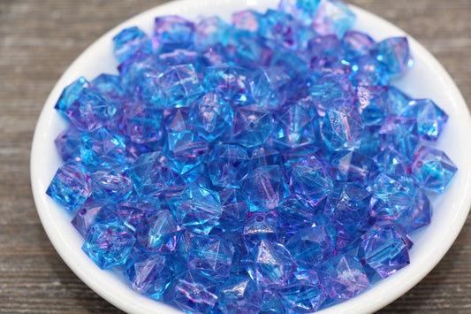 10mm Square Ombre Beads, Blue and Purple Ombre Translucent Square Faceted Beads, Cube Beads, Chunky Beads, Crystal Look Beads #1866