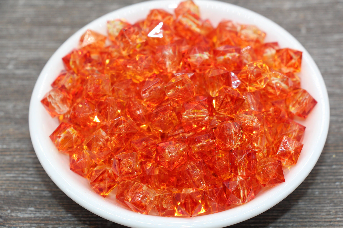10mm Square Ombre Beads, Orange and Yellow Ombre Translucent Square Faceted Beads, Cube Beads, Chunky Beads, Crystal Look Beads #1868