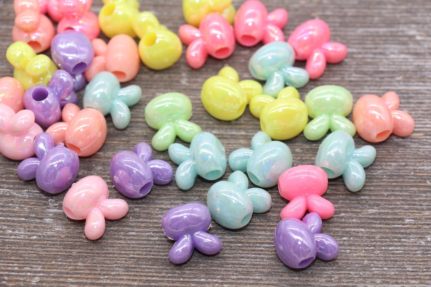 Iridescent Bunny Beads, Multicolor AB Bunny Beads, Bunny Chunky Acrylic Beads, Bracelet Making Jewelry Finding #1903