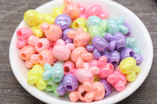 Iridescent Bunny Beads, Multicolor AB Bunny Beads, Bunny Chunky Acrylic Beads, Bracelet Making Jewelry Finding #1903