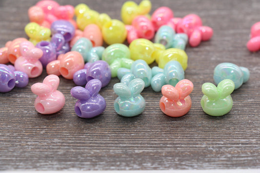 Iridescent Bunny Beads, Multicolor AB Bunny Beads, Bunny Chunky Acrylic Beads, Bracelet Making Jewelry Finding #1903