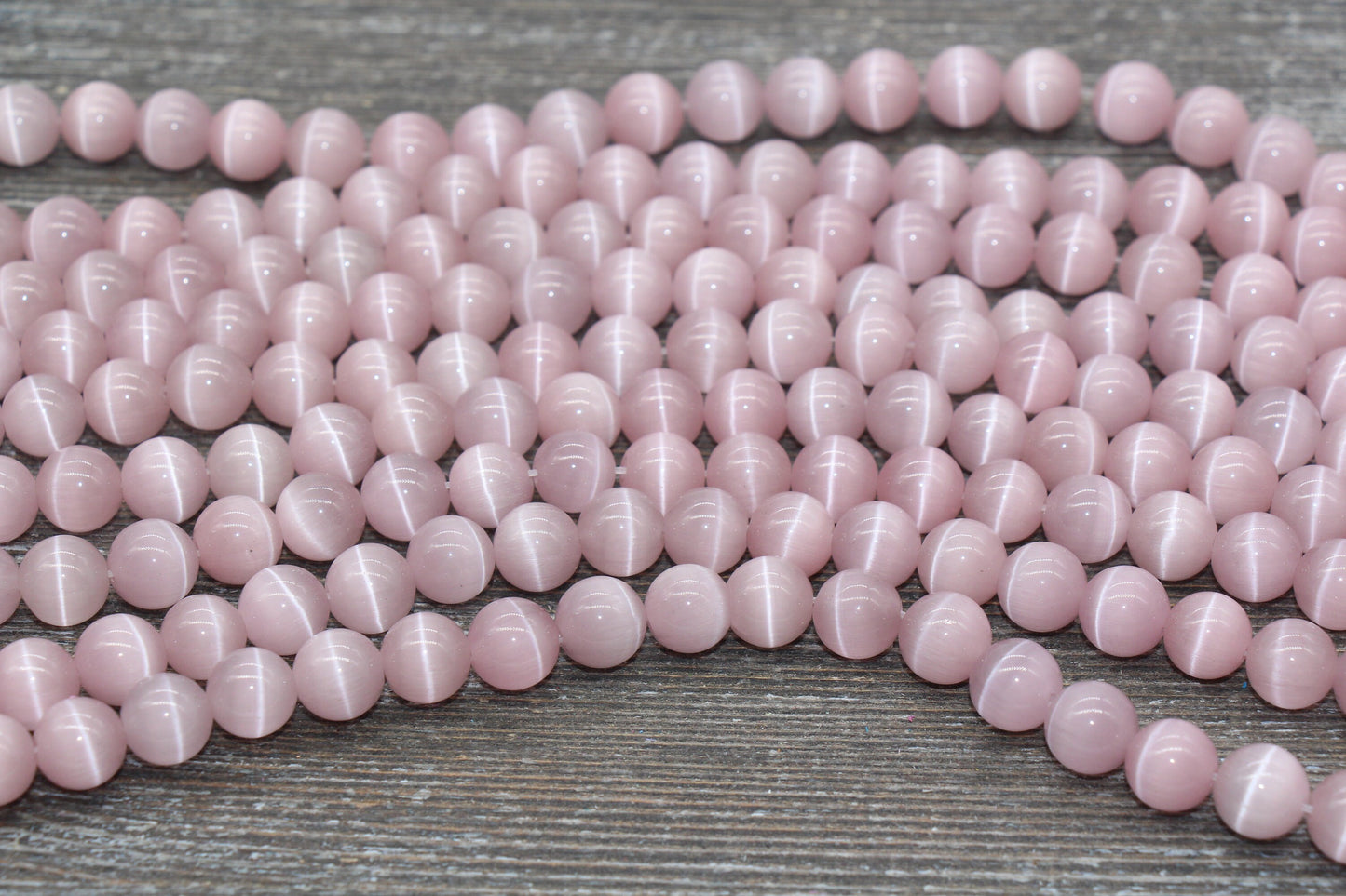 Pale Pink Cat Eye Beads, Smooth Round Beads, Size 8mm 10mm, Full Strand 15.5 inch, #235