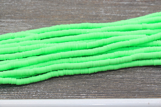 6mm Green Heishi Beads, Green Polymer Clay Disc Beads, African Disc Beads, Vinyl Heishi, 16 inch Strand #209