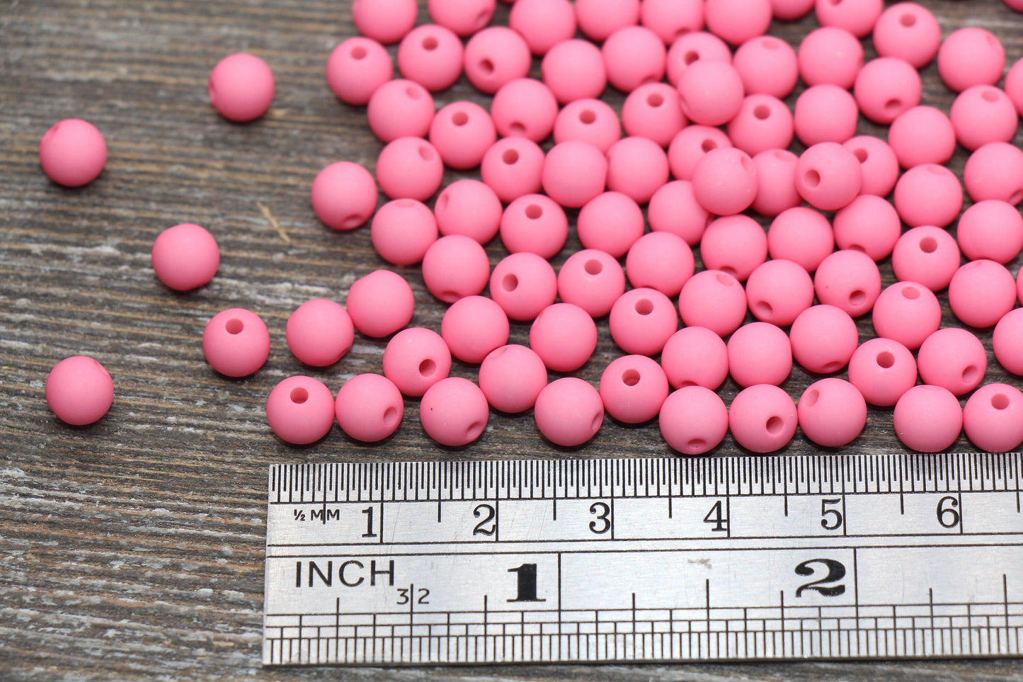 6mm Matte Pink Gumball Beads, Round Acrylic Loose Beads, Solid Bubblegum Beads, Chunky Beads, Round Plastic Beads #581