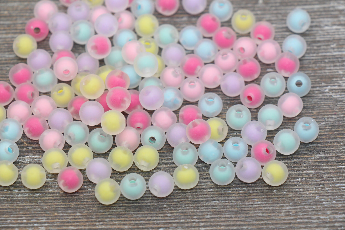 8mm Matte Multicolor Gumball Beads, Round Acrylic Loose Beads, Frosted Bubblegum Beads, Chunky Beads, Round Plastic Beads #1784