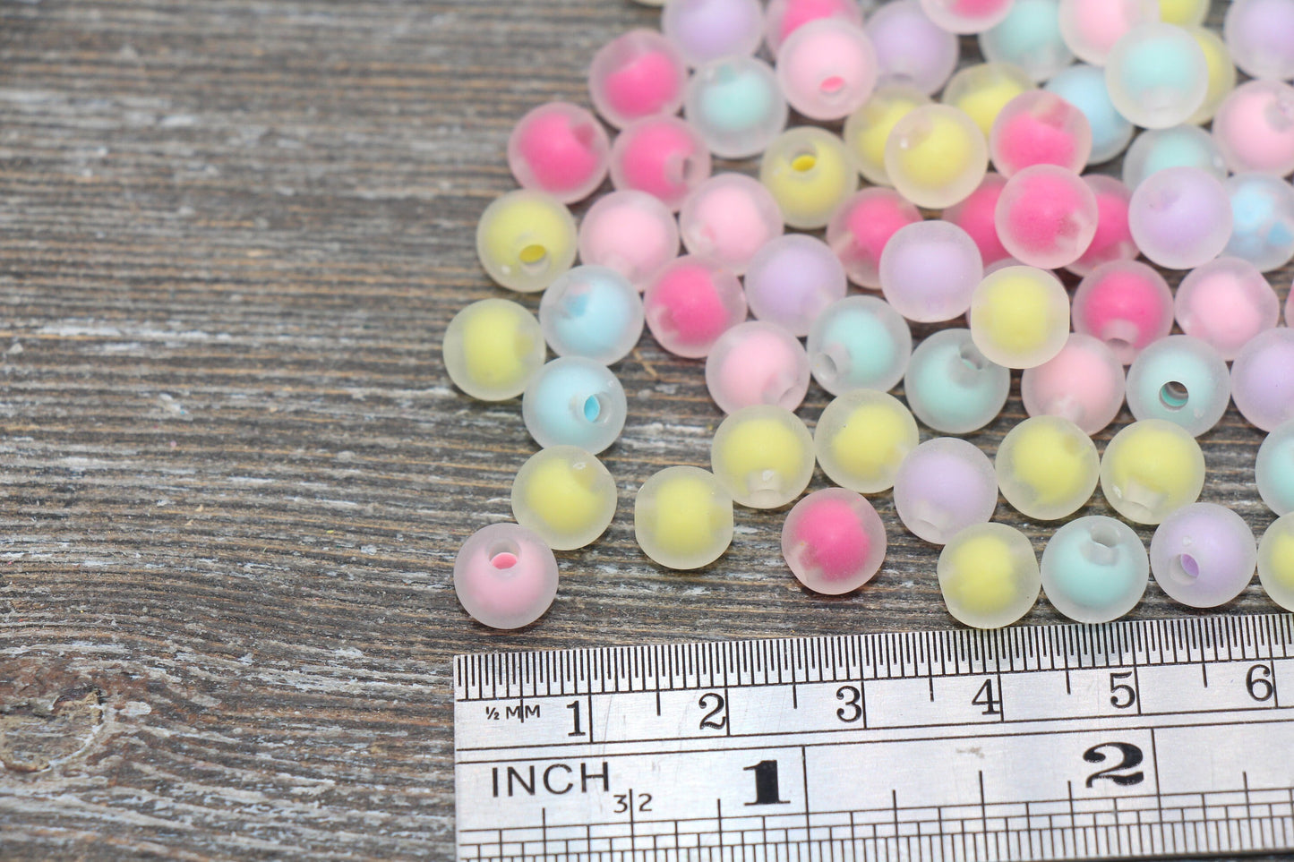 8mm Matte Multicolor Gumball Beads, Round Acrylic Loose Beads, Frosted Bubblegum Beads, Chunky Beads, Round Plastic Beads #1784