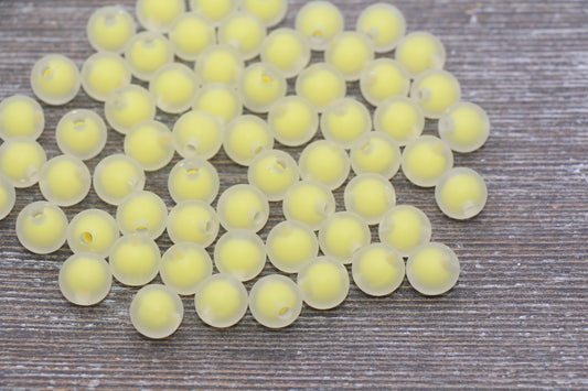 10mm Matte Yellow Gumball Beads, Round Acrylic Loose Beads, Frosted Bubblegum Beads, Chunky Beads, Round Plastic Beads #1787
