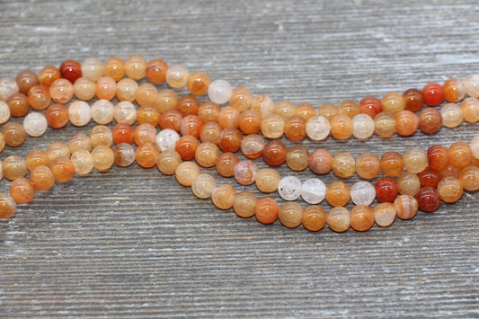 Orange Fire Agate Beads, Orange Gemstone Loose Beads, 6mm 8mm 10mm 12mm, Full Strand 15.5'' #239
