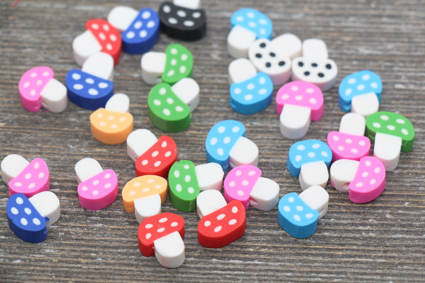 Mushroom Polymer Clay Beads, Mix Mushroom Clay Beads, Round Clay Beads, Jewelry Beads, Beads for Bracelet #59