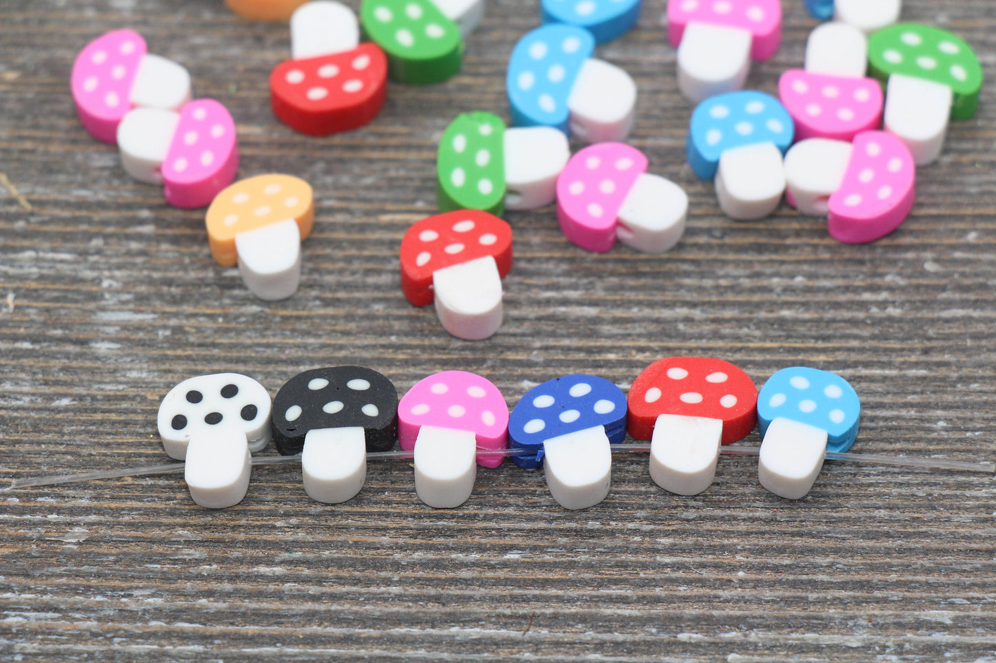 Mushroom Polymer Clay Beads, Mix Mushroom Clay Beads, Round Clay Beads, Jewelry Beads, Beads for Bracelet #59