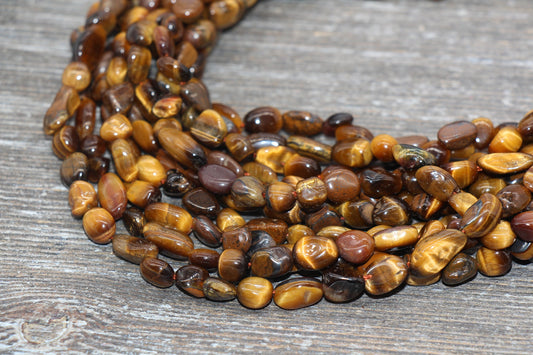 Tiger Eye Nugget Beads, Tiger Eye Gemstone Loose Beads, Pebble Beads, Chip Beads, Nugget Beads, Size 6mm-7mm, #9