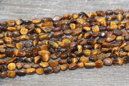 Tiger Eye Nugget Beads, Tiger Eye Gemstone Loose Beads, Pebble Beads, Chip Beads, Nugget Beads, Size 6mm-7mm, #9