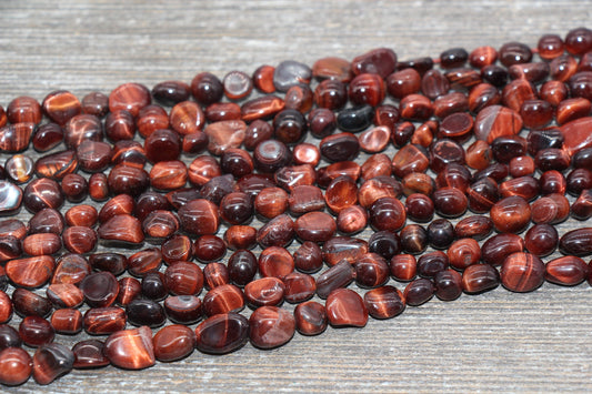 Red Tiger Eye Nugget Beads, Red Tiger Eye Gemstone Loose Beads, Pebble Beads, Chip Beads, Nugget Beads, Size 6mm-7mm, #14