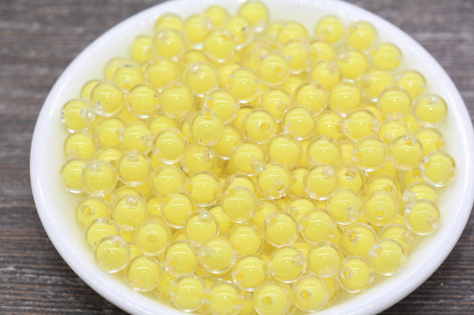 8mm Yellow Round Beads, Yellow Acrylic Round Gumball Beads, Bubblegum Beads, Plastic Round Bead, Chunky Beads, Bracelet Beads #1796