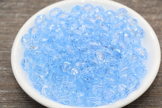 10mm Blue Transparent Faceted Beads, Hexagon Faceted Acrylic Loose Beads, Bubblegum Beads, Chunky Beads, Crystal Look Beads#1853