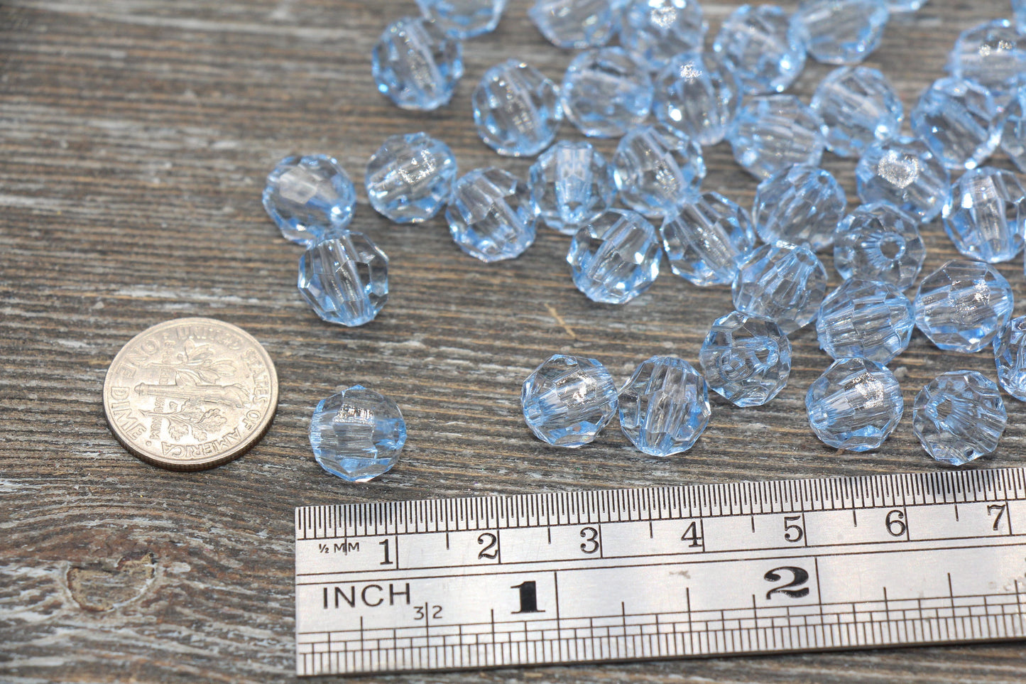 10mm Blue Transparent Faceted Beads, Hexagon Faceted Acrylic Loose Beads, Bubblegum Beads, Chunky Beads, Crystal Look Beads#1853