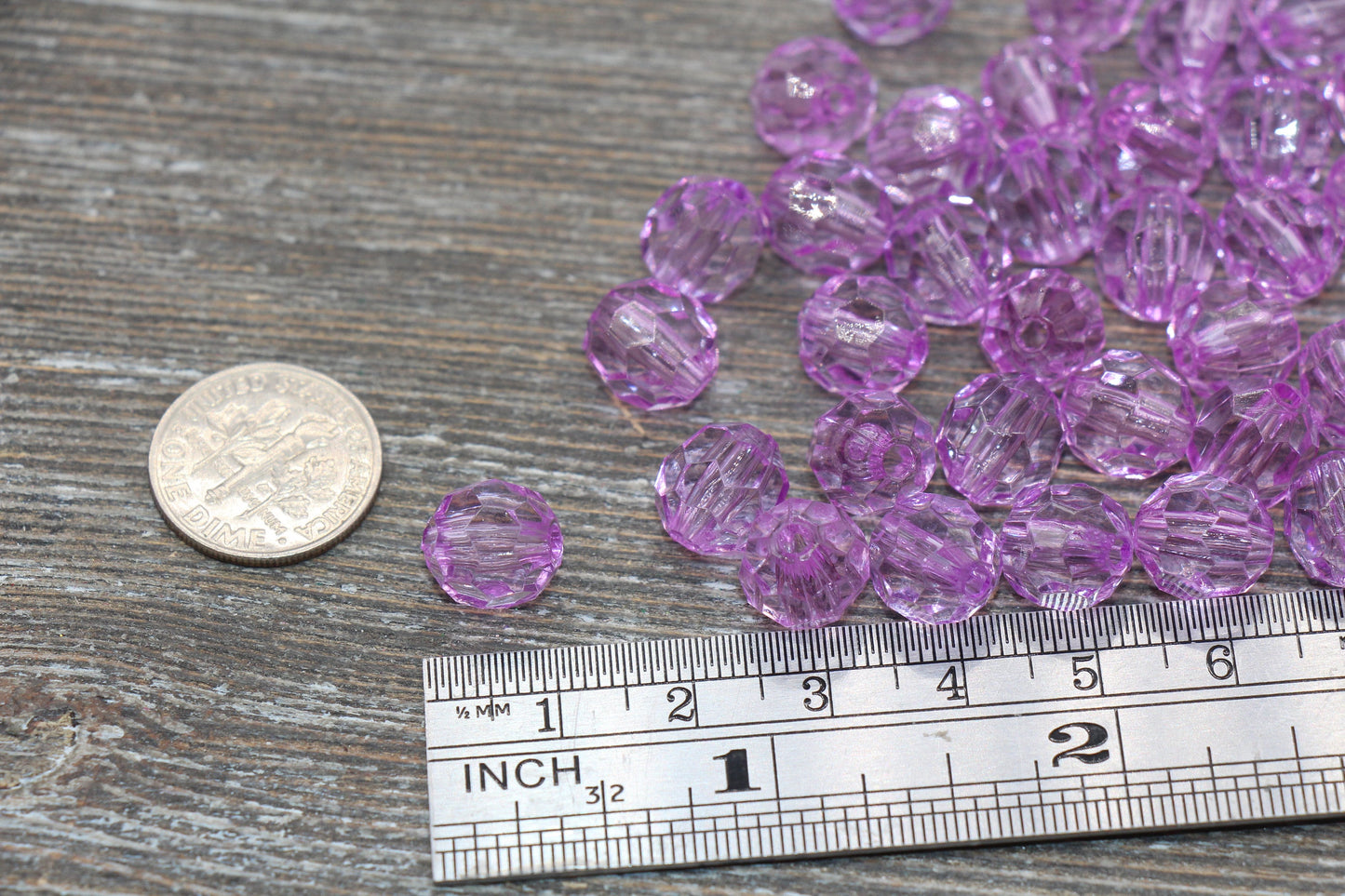 10mm Orchid Transparent Faceted Beads, Purple Hexagon Faceted Acrylic Loose Beads, Bubblegum Beads, Chunky Beads, Crystal Look Beads#1854