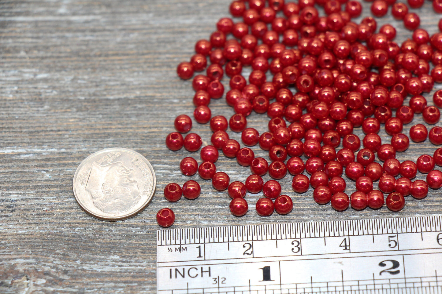 4mm Burgundy Faux Pearl Beads, Faux Pearl Gumball Beads, Imitation Pearl Beads, Chunky Beads, Smooth Plastic Round Beads #1882