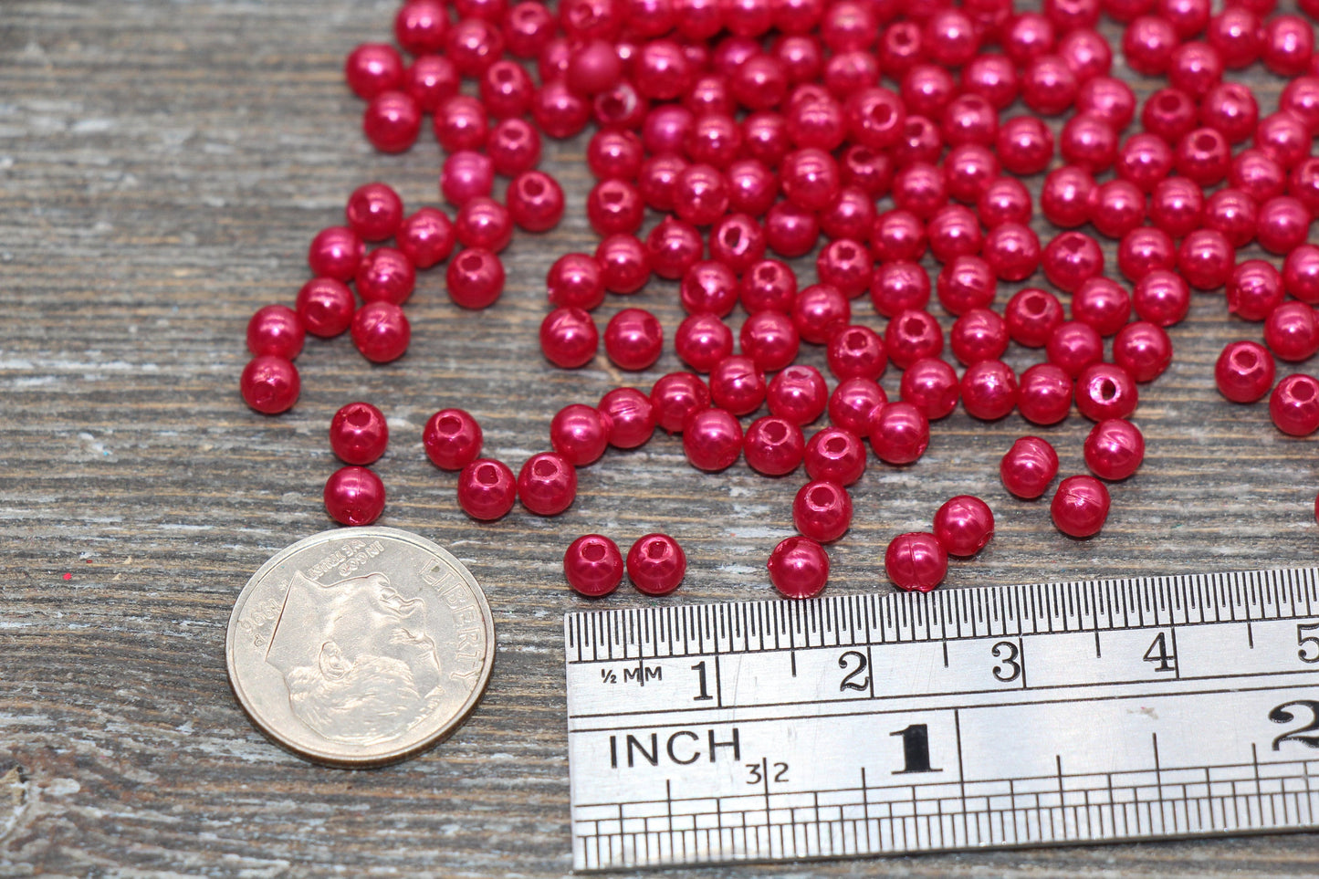 4mm Fuchsia Pink Faux Pearl Beads, Pink Faux Pearl Gumball Beads, Imitation Pearl Beads, Chunky Beads, Smooth Plastic Round Beads #1884