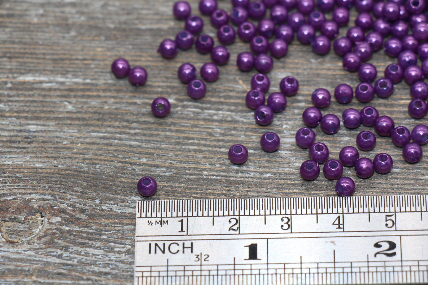 4mm Purple Faux Pearl Beads, Purple Faux Pearl Gumball Beads, Imitation Pearl Beads, Chunky Beads, Smooth Plastic Round Beads #1886