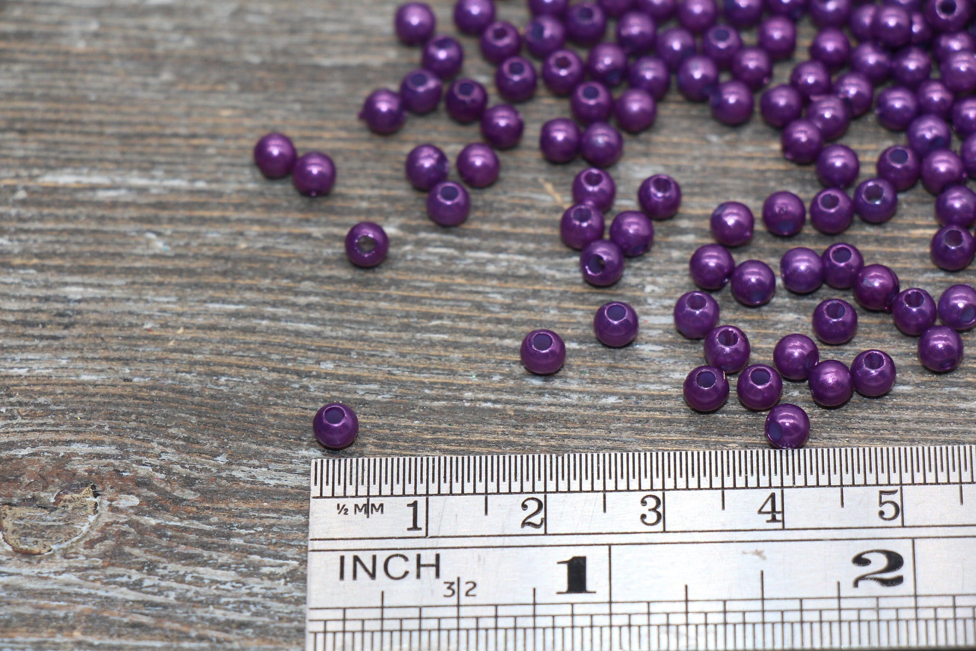 4mm Purple Faux Pearl Beads, Purple Faux Pearl Gumball Beads, Imitation Pearl Beads, Chunky Beads, Smooth Plastic Round Beads #1886
