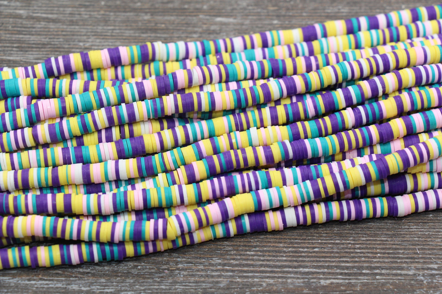 6mm Multicolored Heishi Beads, Polymer Clay Disc Beads, African Disc Beads, Wholesale Vinyl Heishi, 16 inch Strand #366