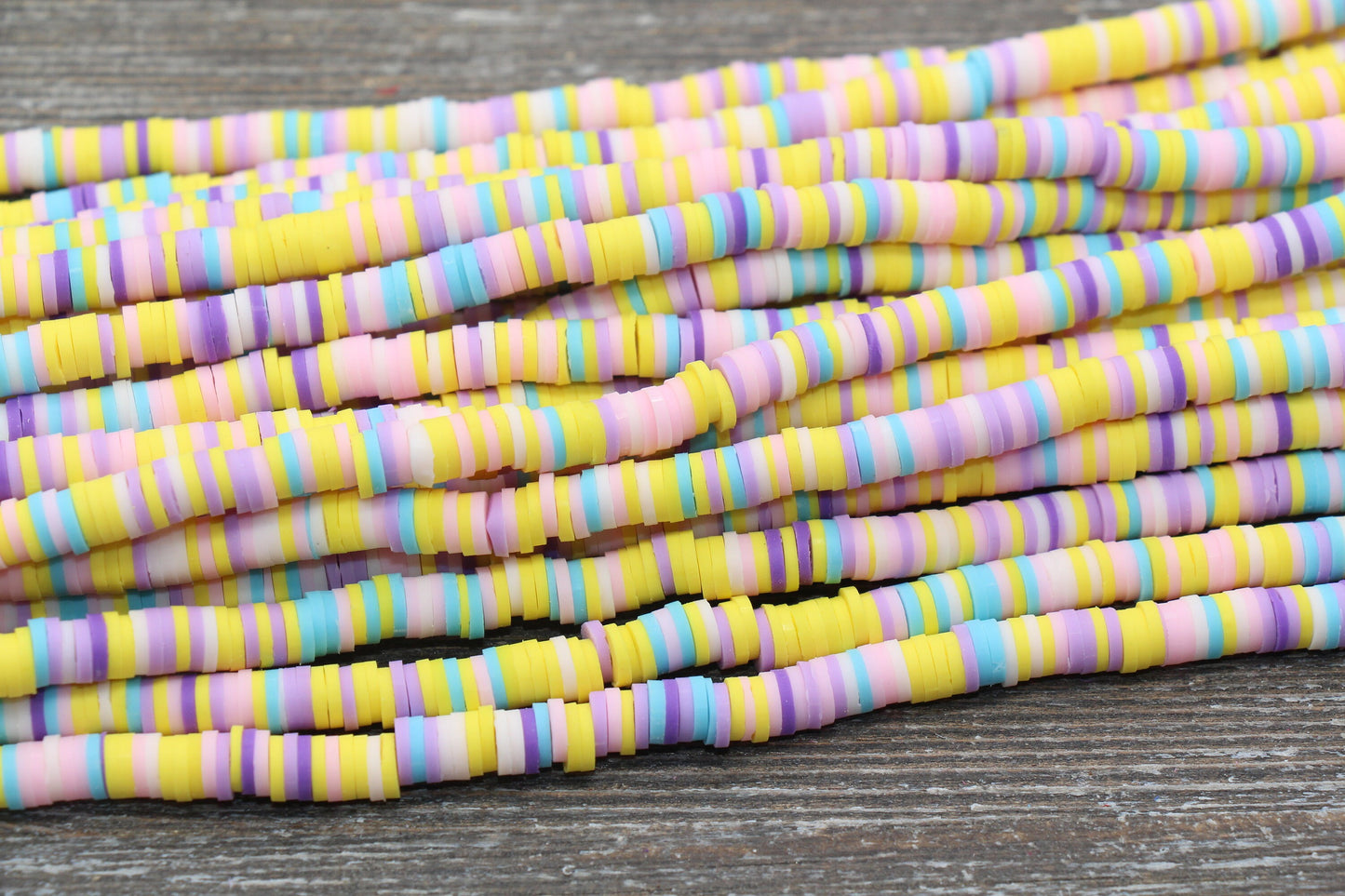 6mm Multicolored Heishi Beads, Mix Polymer Clay Disc Beads, African Disc Beads, Wholesale Vinyl Heishi, 16 inch Strand #243
