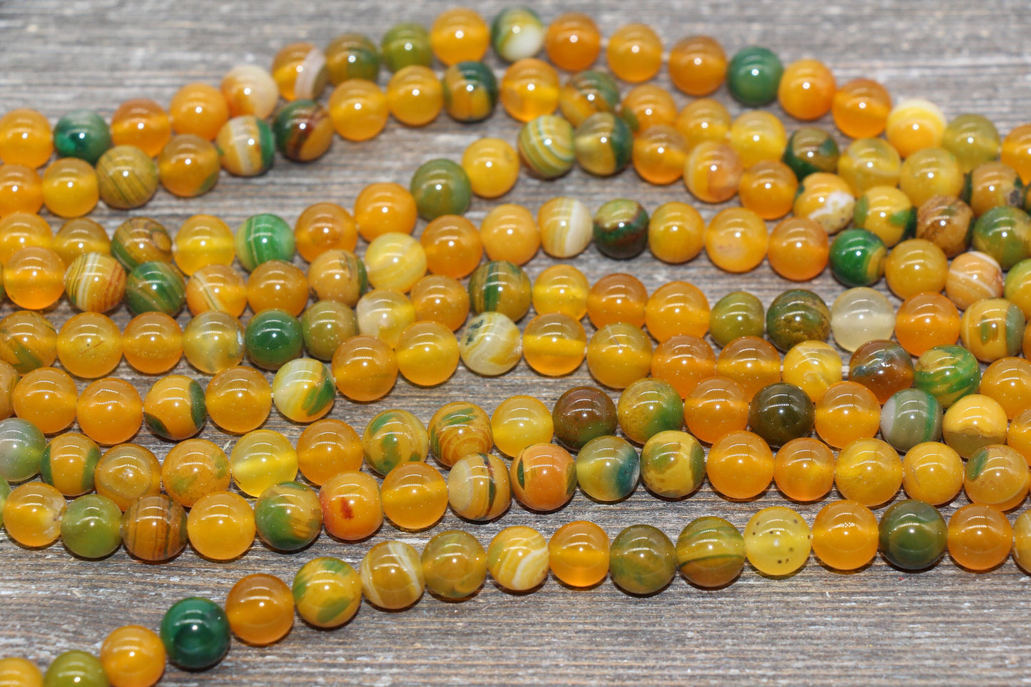 Stripe Agate Beads, Yellow and Green Stripe Agate, Gemstone Smooth Round Beads, Size 6mm 8mm 12mm, Full Strand 15.5 inch, #233