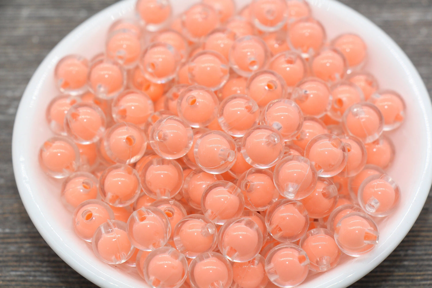 10mm Peach Round Beads, Peach Acrylic Round Gumball Beads, Bubblegum Beads, Chunky Beads, Plastic Round Bead #1921