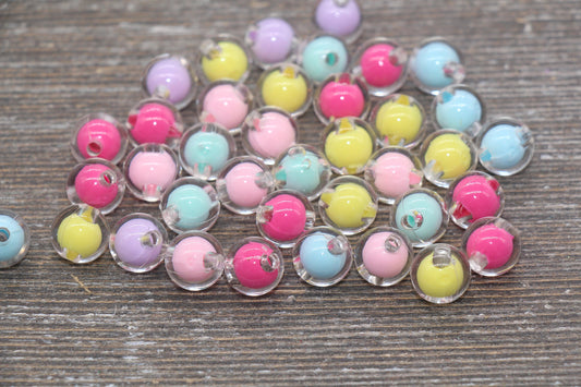 10mm Multicolor Round Beads, Mix Color Acrylic Round Gumball Beads, Bubblegum Beads, Chunky Beads, Plastic Round Bead #1923
