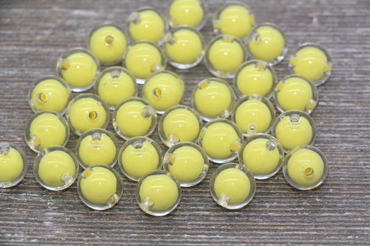 12mm Yellow Round Beads, Yellow Acrylic Round Gumball Beads, Bubblegum Beads, Chunky Beads, Plastic Round Bead #1926