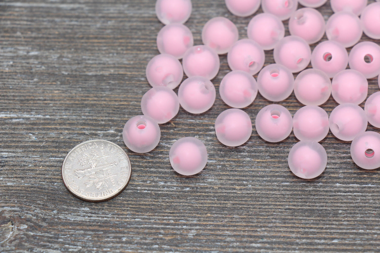 10mm Matte Pink Gumball Beads, Round Acrylic Loose Beads, Frosted Bubblegum Beads, Chunky Beads, Round Plastic Beads #1933