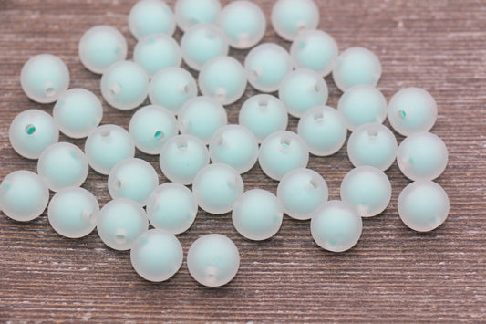 12mm Matte Mint Green Round Beads, Frosted Acrylic Round Gumball Beads, Bubblegum Beads, Chunky Beads, Plastic Round Bead #1936