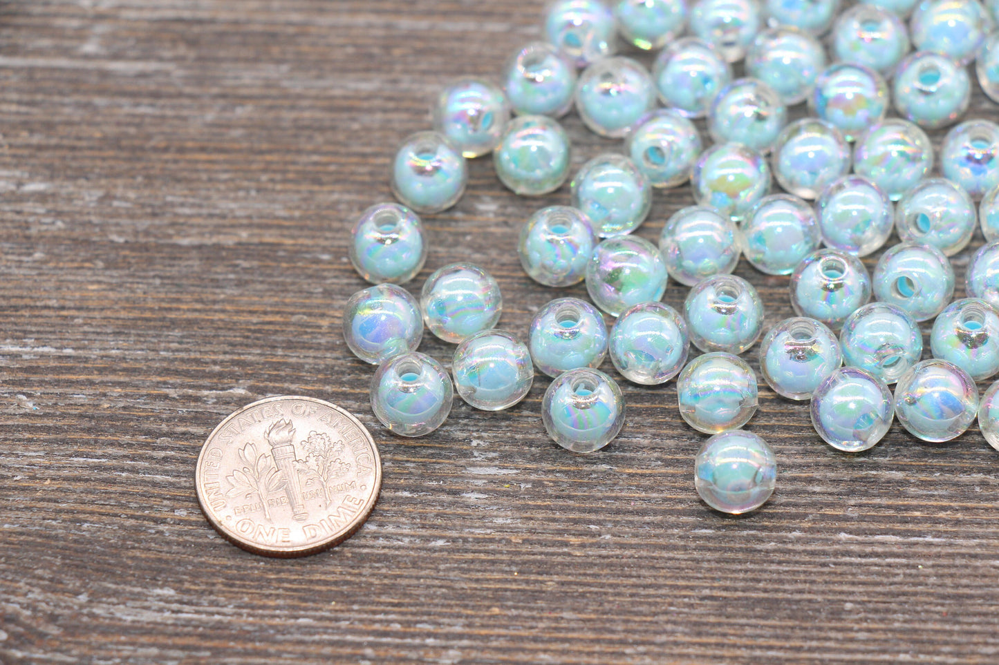 8mm Iridescent Blue Gumball Beads, AB Blue Round Acrylic Loose Beads, Glossy Shinny Bubblegum Beads, Chunky Beads, Round Beads #1944