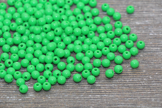 5mm Green Gumball Beads, Green Round Acrylic Loose Beads, Plastic Round Bubblegum Beads, Smooth Round Beads #881