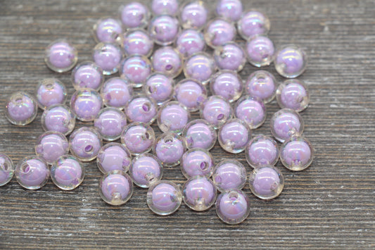 10mm Iridescent Light Purple Gumball Beads, AB Round Acrylic Loose Beads, Glossy Shinny Bubblegum Beads, Chunky Beads, Round Beads #1954
