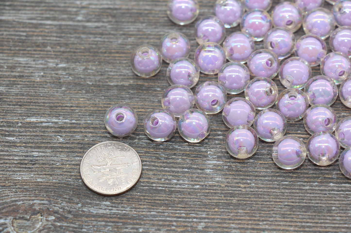10mm Iridescent Light Purple Gumball Beads, AB Round Acrylic Loose Beads, Glossy Shinny Bubblegum Beads, Chunky Beads, Round Beads #1954