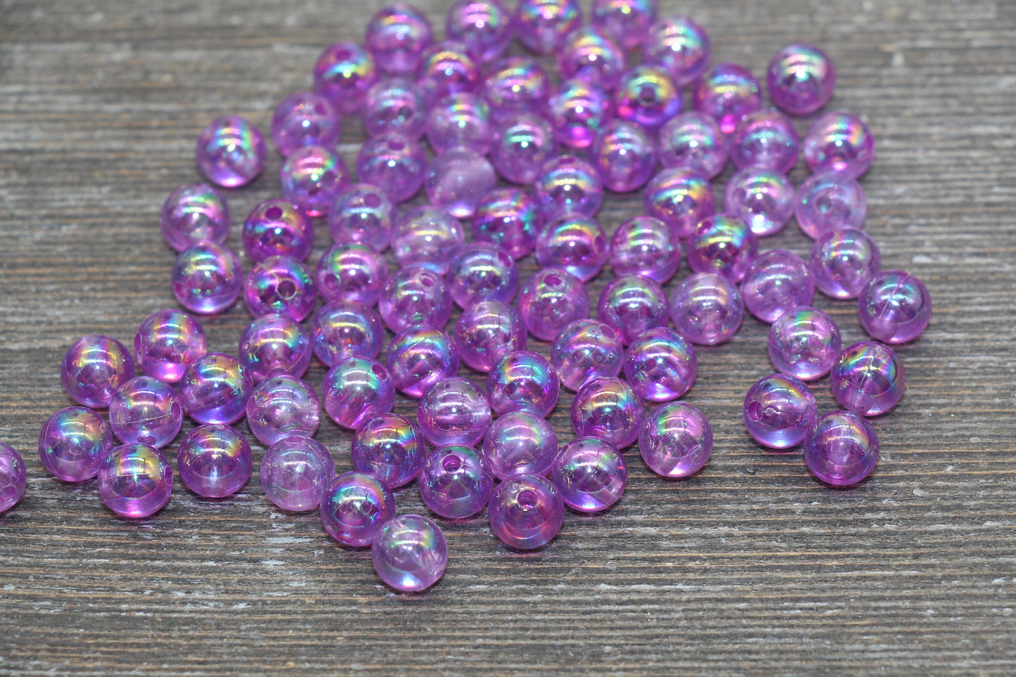 8mm Lavender AB Round Beads, Iridescent Purple Acrylic Gumball Beads, Translucent Round Spacer Beads, Bubblegum Beads, #1972