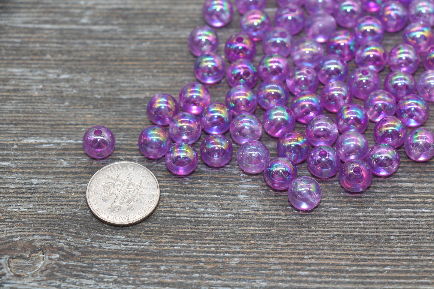 8mm Lavender AB Round Beads, Iridescent Purple Acrylic Gumball Beads, Translucent Round Spacer Beads, Bubblegum Beads, #1972