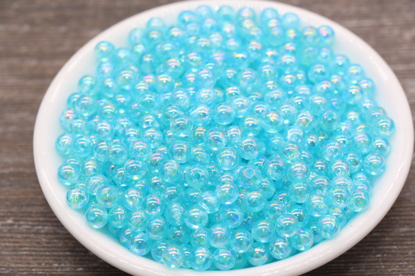6mm Blue AB Round Beads, Iridescent Acrylic Gumball Beads, Transparent Round Spacer Beads, Bubblegum Beads, Plastic Round Bead #1977