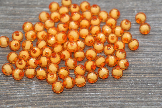 8mm Orange Faceted Beads, Round Faceted Acrylic Loose Beads, Bubblegum Beads, Chunky Beads, Bracelet Gumball Beads #1990