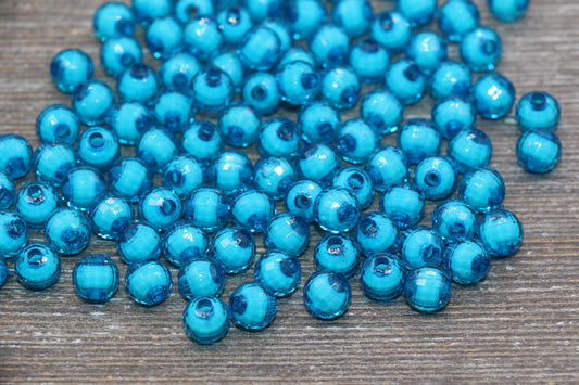8mm Blue Faceted Beads, Round Faceted Acrylic Loose Beads, Bubblegum Beads, Chunky Beads, Bracelet Gumball Beads #1994