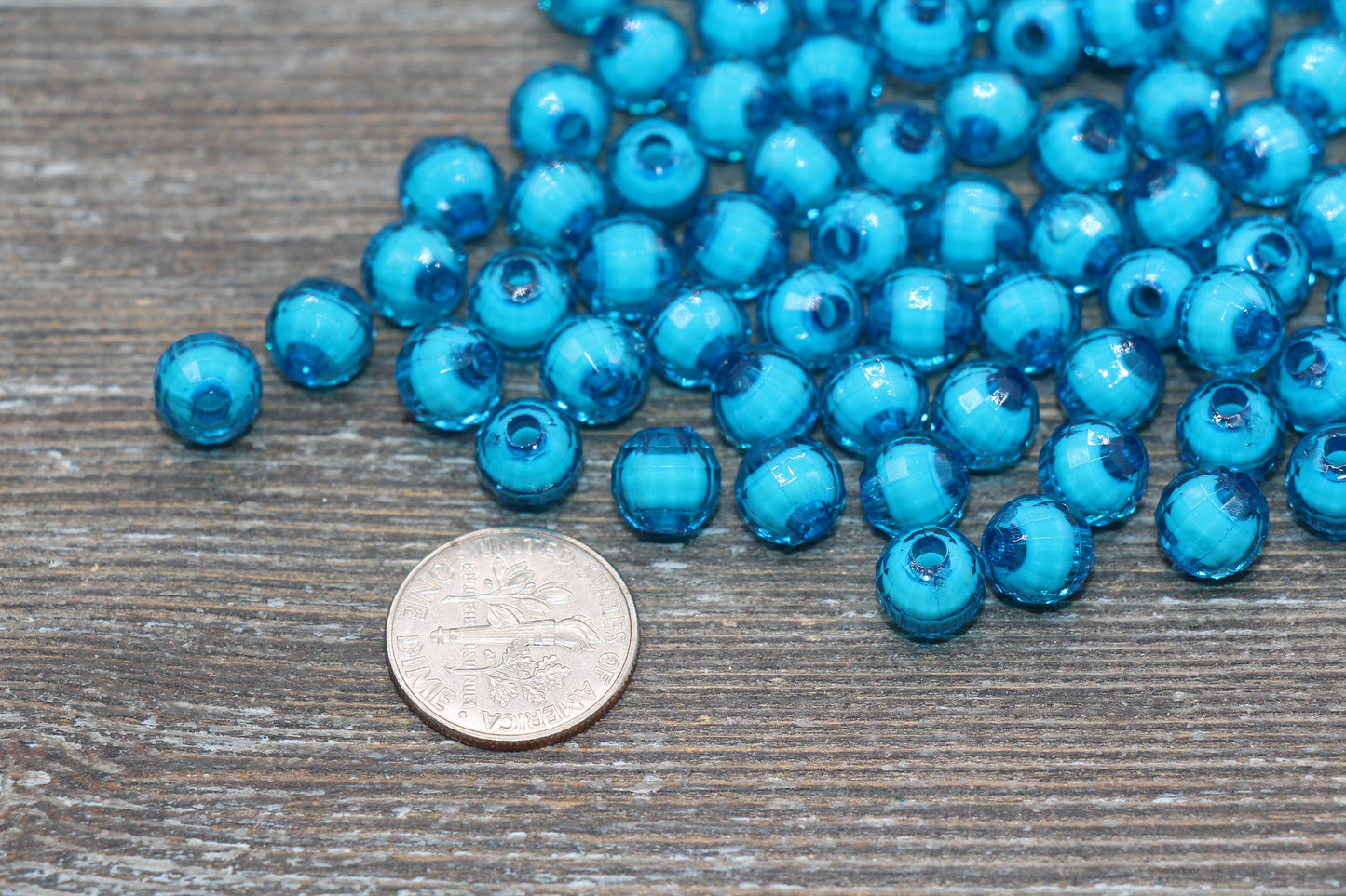 8mm Blue Faceted Beads, Round Faceted Acrylic Loose Beads, Bubblegum Beads, Chunky Beads, Bracelet Gumball Beads #1994