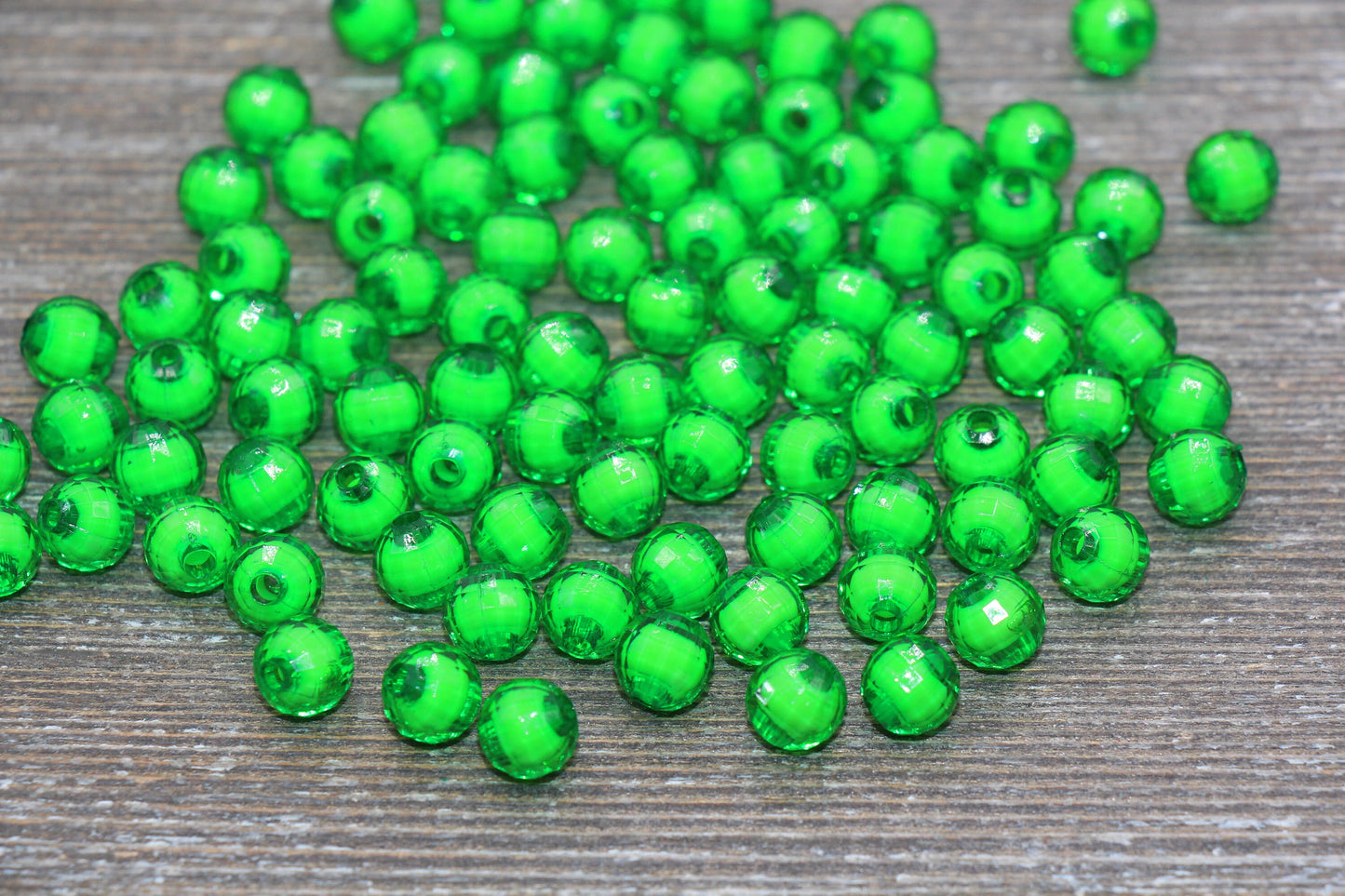 8mm Green Faceted Beads, Round Faceted Acrylic Loose Beads, Bubblegum Beads, Chunky Beads, Bracelet Gumball Beads #2002