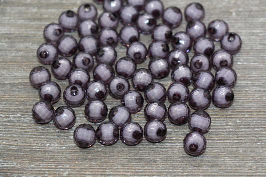 10mm Gray Faceted Beads, Round Faceted Acrylic Loose Beads, Bubblegum Beads, Chunky Beads, Bracelet Gumball Beads #2006