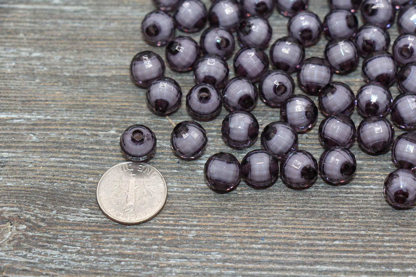 10mm Gray Faceted Beads, Round Faceted Acrylic Loose Beads, Bubblegum Beads, Chunky Beads, Bracelet Gumball Beads #2006