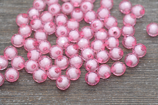 10mm Pink Faceted Beads, Round Faceted Acrylic Loose Beads, Bubblegum Beads, Chunky Beads, Bracelet Gumball Beads #2008